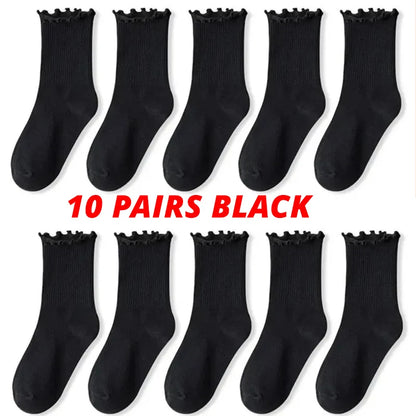 Women Ruffle Middle Tube Ankle Socks Breathable Set