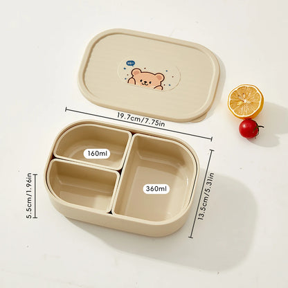 3 Grids Microwave Plastic Lunch Box Detachable Fruit Bento Box