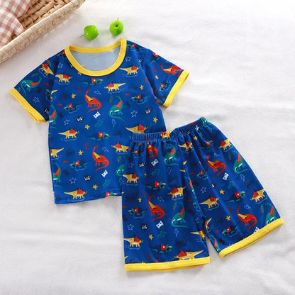 Toddler Short Sleeve Cartoon Pajamas Set Kids Summer