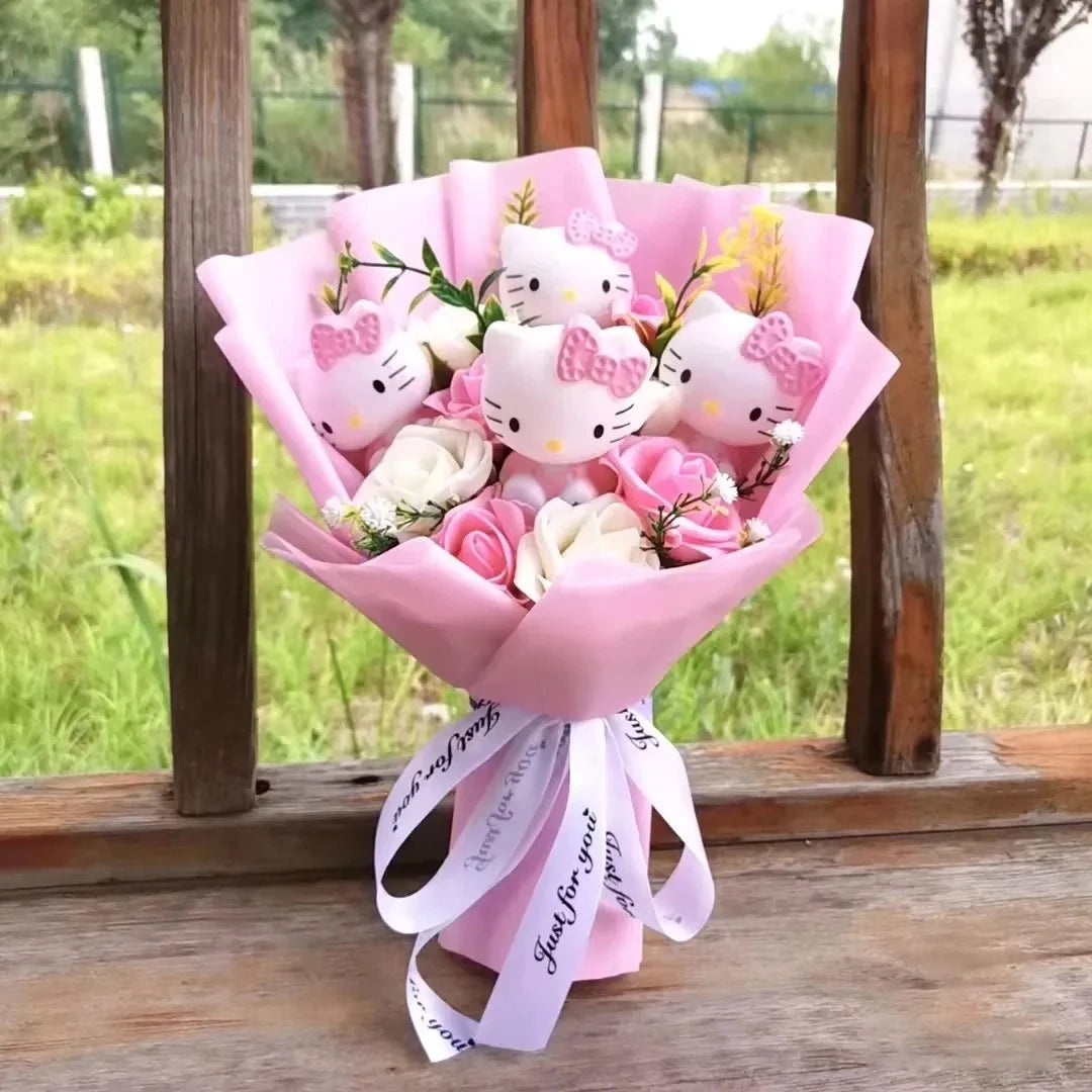 Cartoon Plush Flower Bouquet Artificial Rose Doll Gift