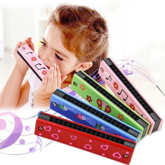 Children Wooden Harmonica Toy Beginner Music Instrument