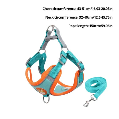 Adjustable No Pull Dog Harness Reflective Leash Set