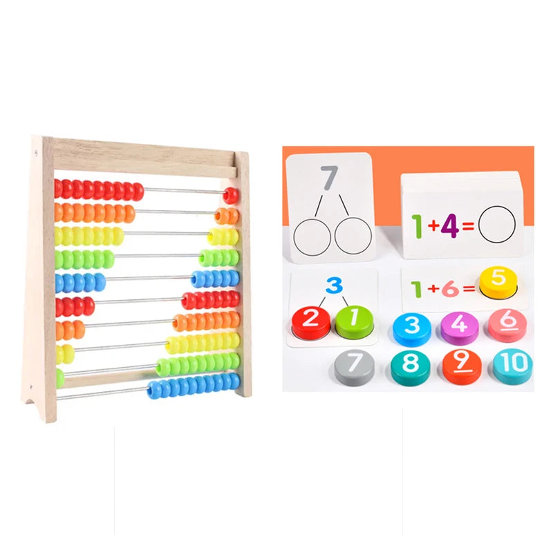 Wooden Rainbow Abacus Counting Toy Math Learning Frame
