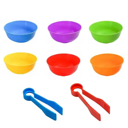 Rainbow Pom Pom Sorting Toy Set Fine Motor Game