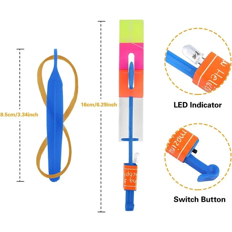 LED Slingshot Rocket Helicopter Toy Flying Launcher Set