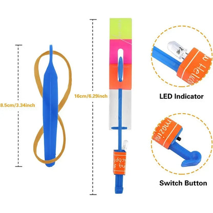 LED Slingshot Rocket Helicopter Toy Flying Launcher Set
