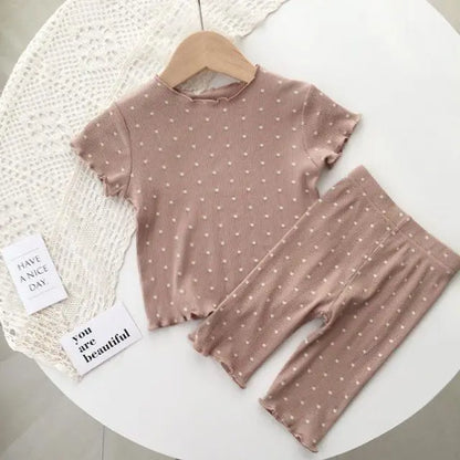 Baby Girls Floral Summer Pajamas Set Short Sleeve