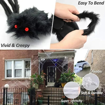 Halloween Giant Plush Spider Black Outdoor Decor Prop