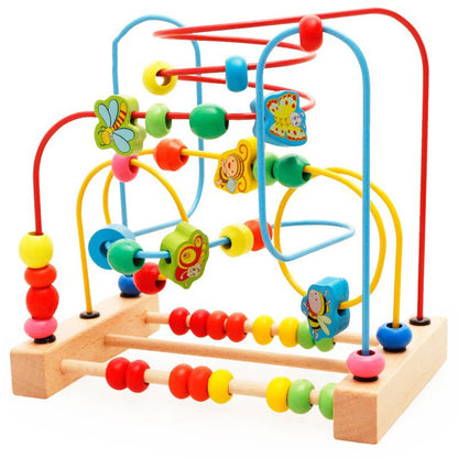 Wooden Bead Maze Roller Coaster Toddler Abacus Toy