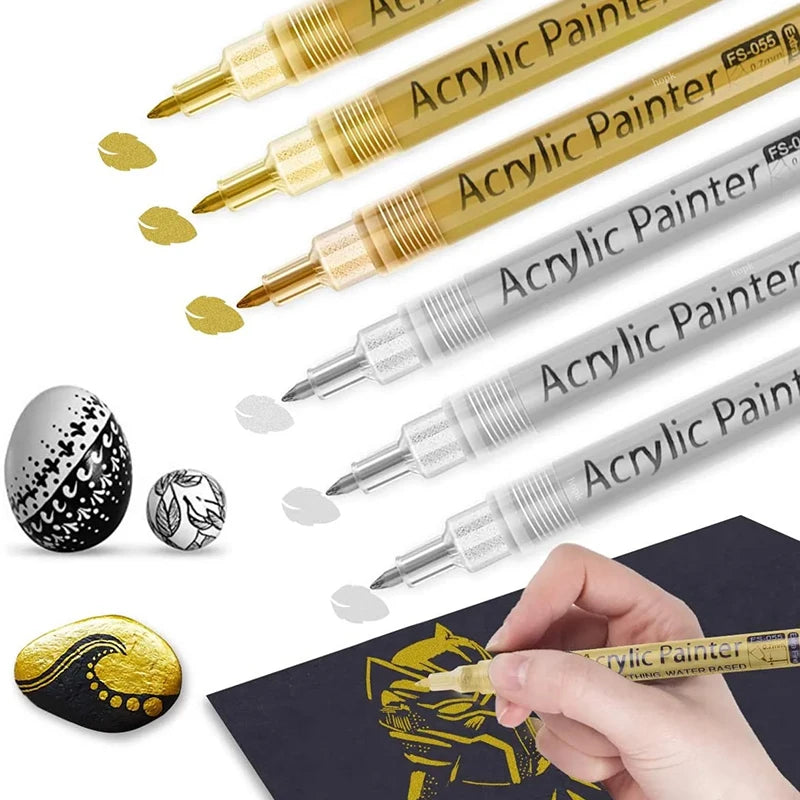 Acrylic Markers Paint Pen Set Extra Fine Tip Art Markers 3Pcs