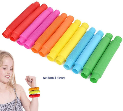 Mini Pop Tube Sensory Fidget Toy 4 Pack Stretch Building
