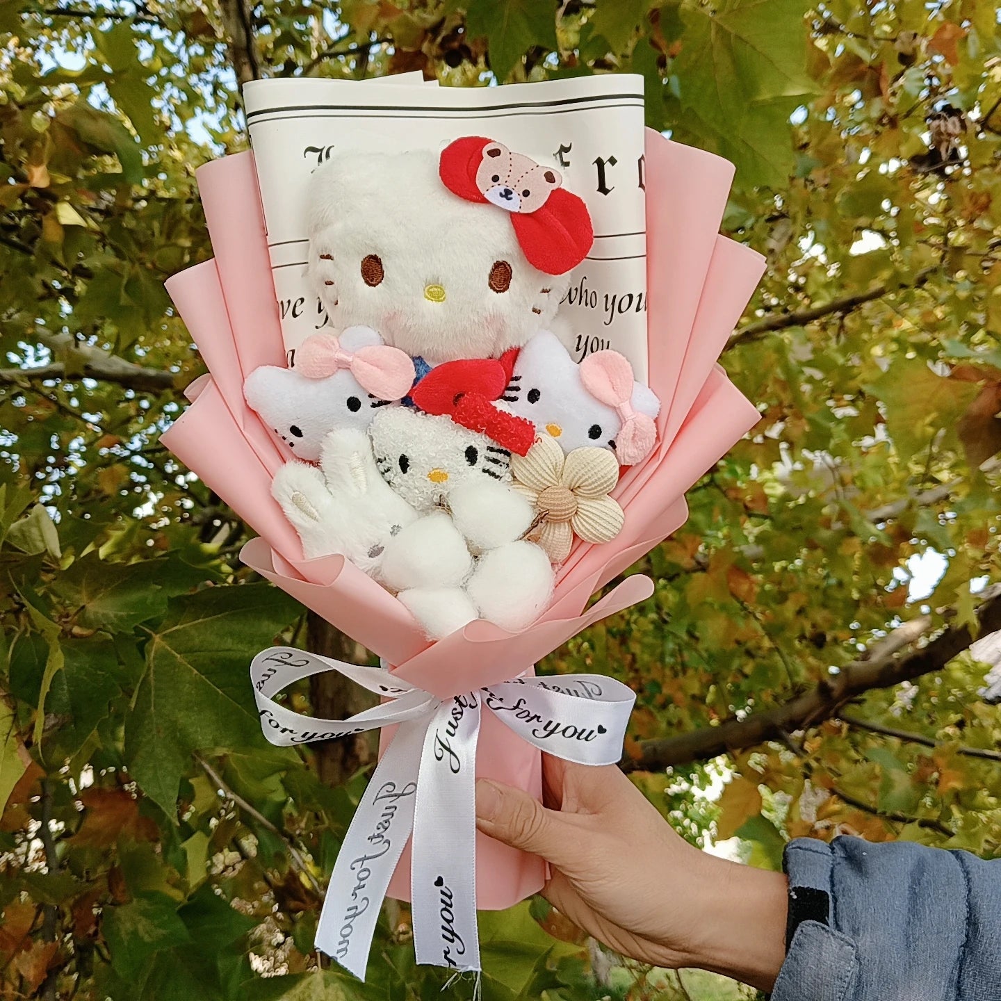 Cartoon Plush Flower Bouquet Artificial Rose Doll Gift