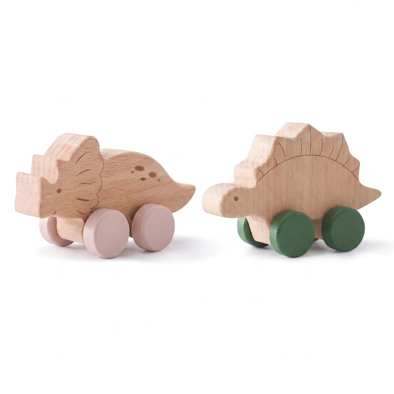 Wooden Baby Car Toy Dinosaur Teething Toy for Toddlers