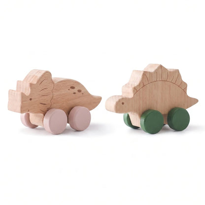 Wooden Baby Car Toy Dinosaur Teething Toy for Toddlers
