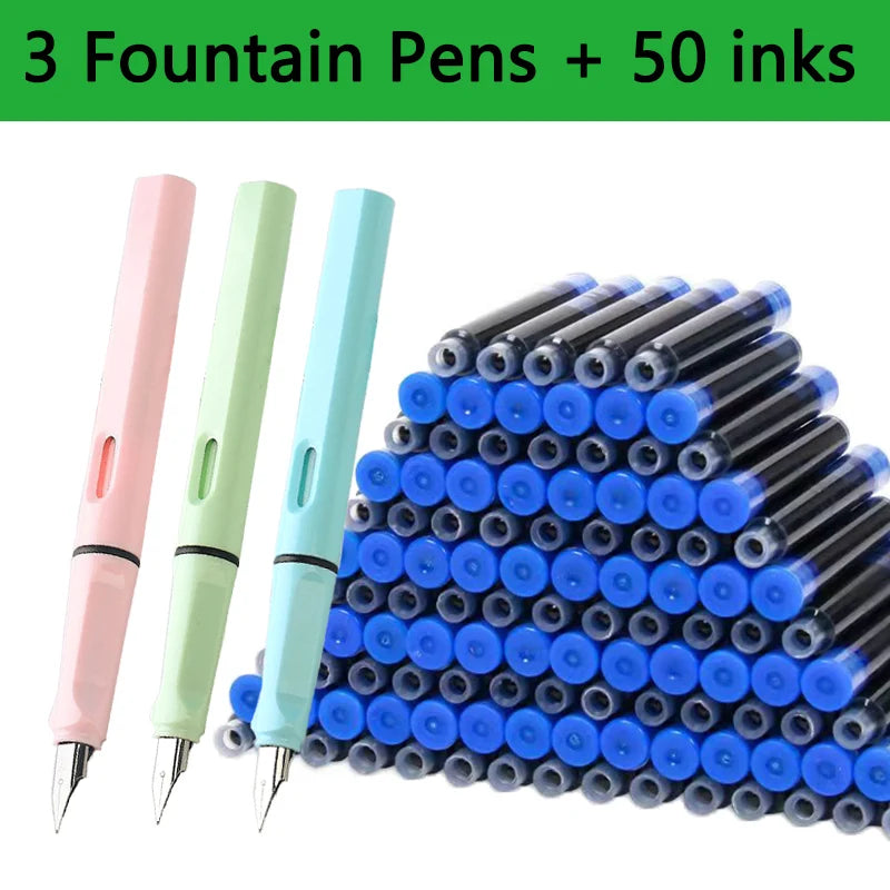 Fountain Pen Replaceable Ink Set Extra Fine Calligraphy Pens 53Pcs