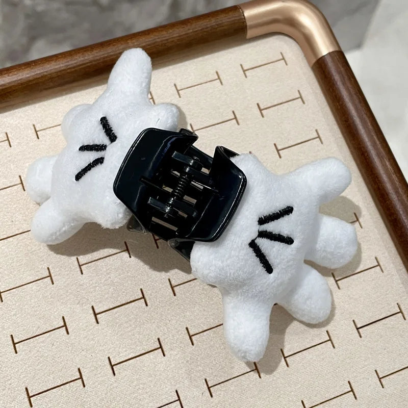 1pc white fluffy three-dimensional palm hair clip exaggerated cute fluffy hairpin hair accessory head accessory gift hair grab