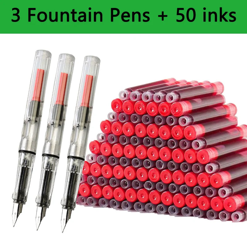 Fountain Pen Replaceable Ink Set Extra Fine Calligraphy Pens 53Pcs
