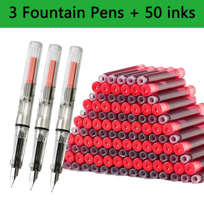 Fountain Pen Replaceable Ink Set Extra Fine Calligraphy Pens 53Pcs
