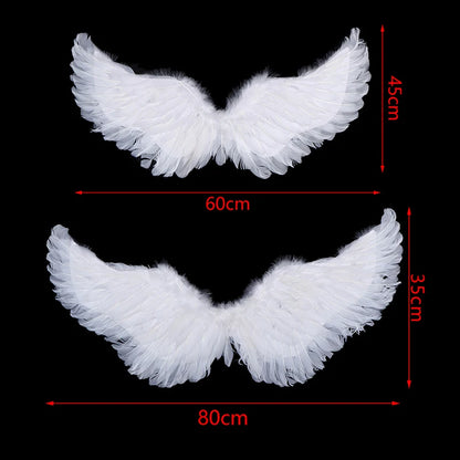 White Angel Feather Wings Cosplay Costume Accessory Set