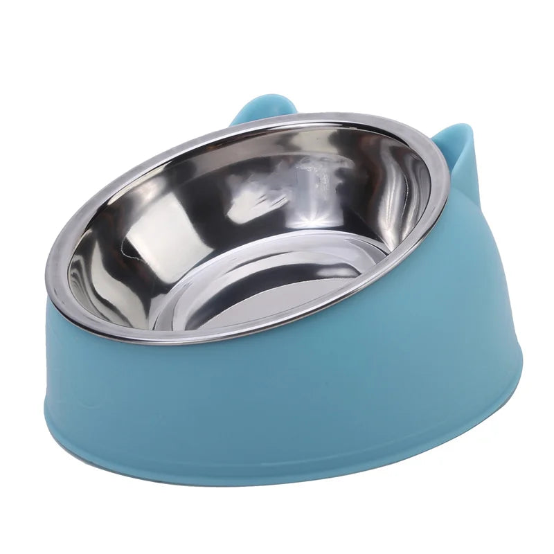 Inclined Kitten Puppy Food Feeding Bowls Stainless Steel