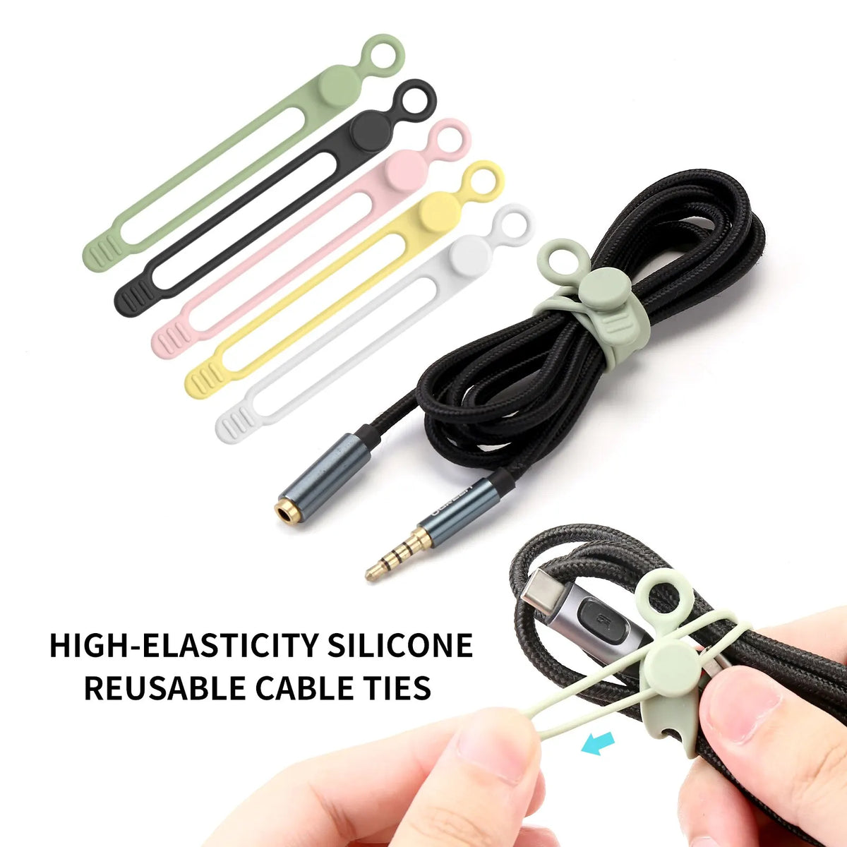 Silicone Cable Ties Reusable Cord Organizer Elastic Wire Straps
