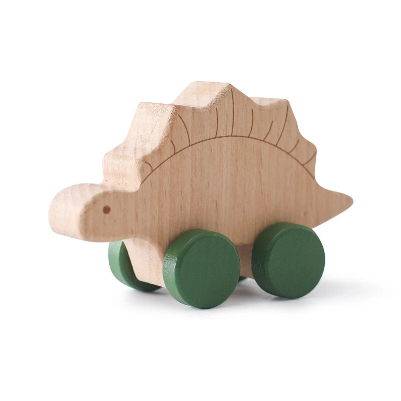 Wooden Baby Car Toy Dinosaur Teething Toy for Toddlers