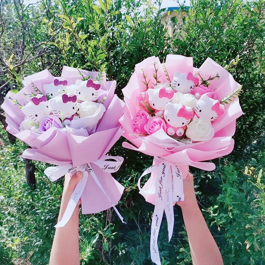Cartoon Plush Flower Bouquet Artificial Rose Doll Gift