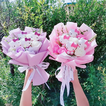Cartoon Plush Flower Bouquet Artificial Rose Doll Gift