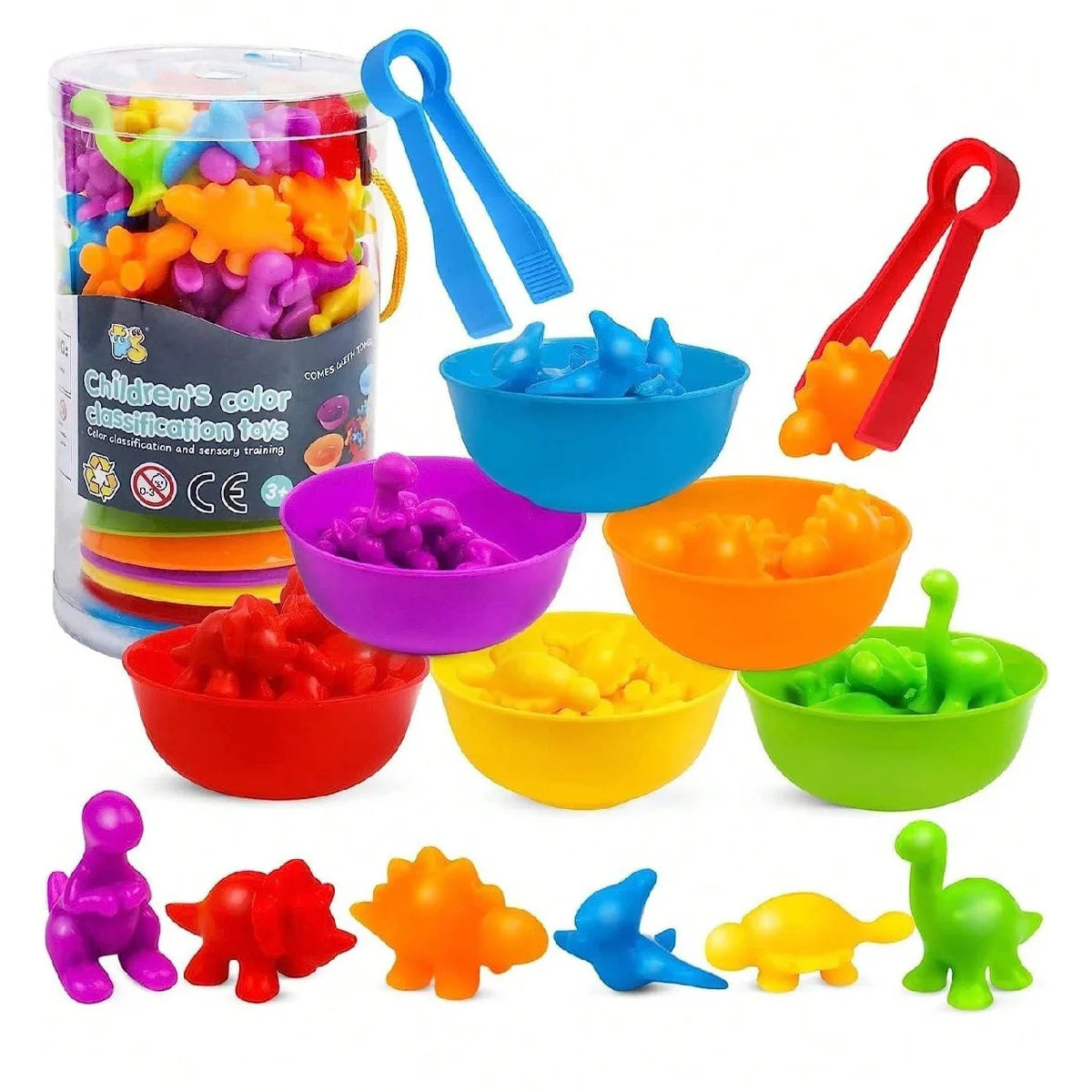 Rainbow Pom Pom Sorting Toy Set Fine Motor Game