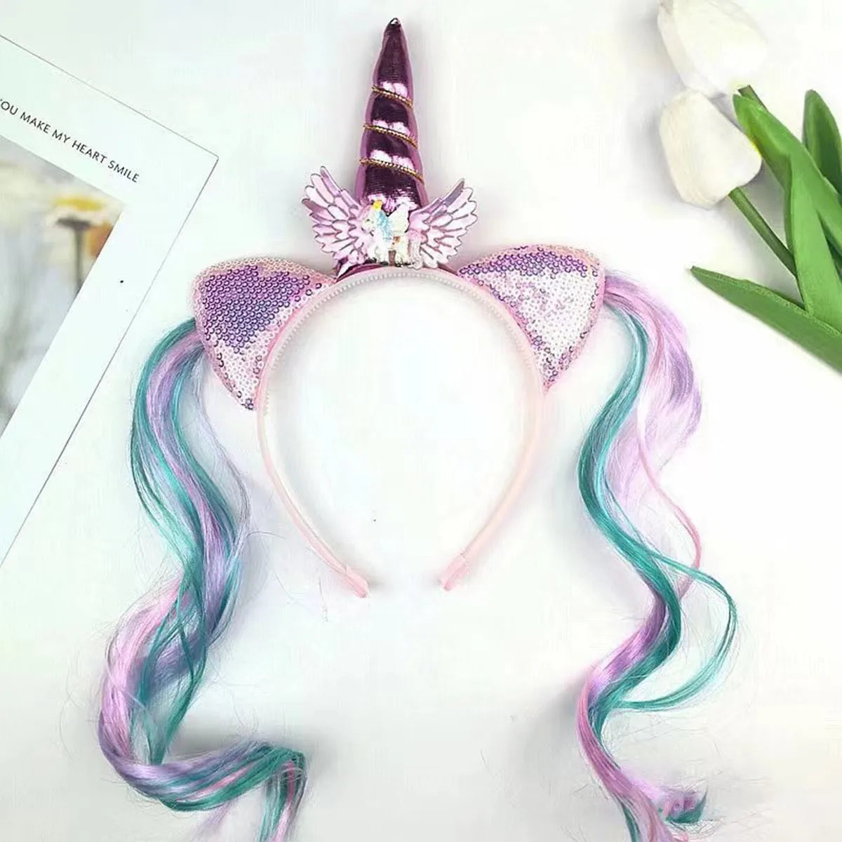 Unicorn Birthday Girl Headband Cute Kids Party Headwear