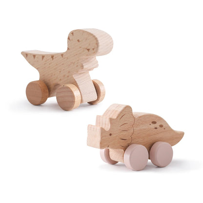 Wooden Baby Car Toy Dinosaur Teething Toy for Toddlers