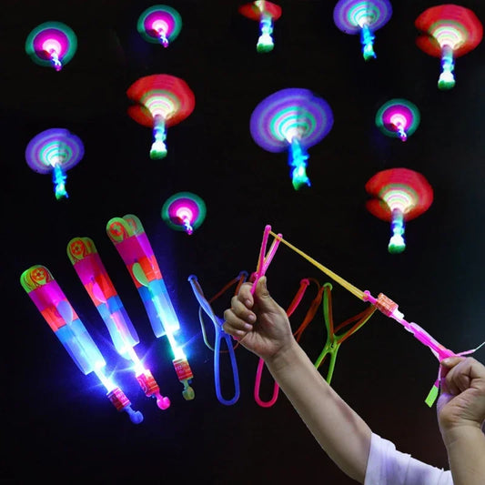 LED Light Flying Arrow Helicopter Slingshot Toys Set