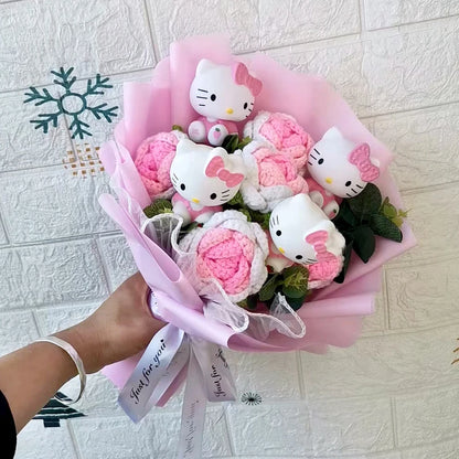 Cartoon Plush Flower Bouquet Artificial Rose Doll Gift