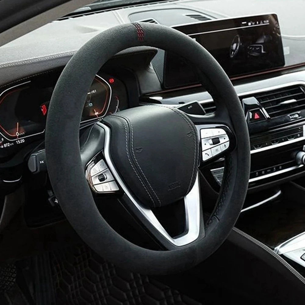 Suede Car Steering Wheel Cover Breathable Non Slip Wrap