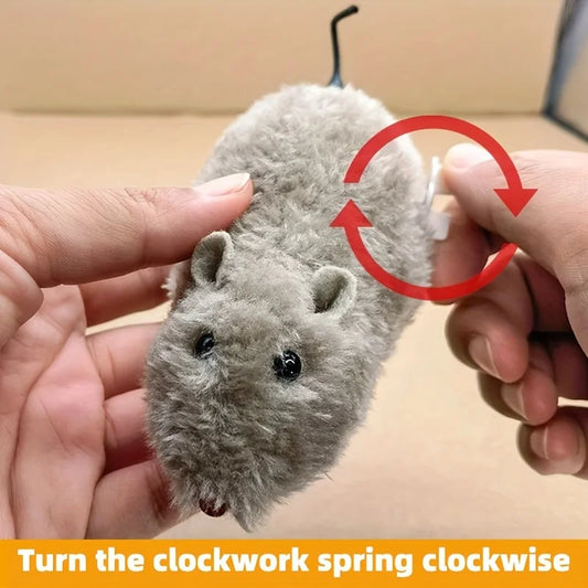 Wind Up Plush Mouse Toy Mechanical Moving Cat Teaser