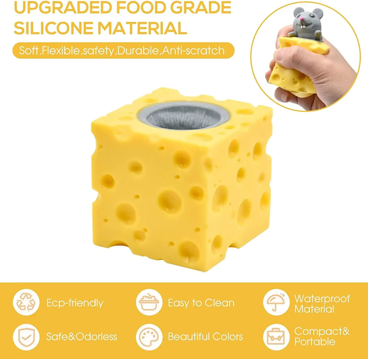 Cheese Mouse Cup Decompression Squeeze Toys Stress Relief