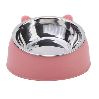 Inclined Kitten Puppy Food Feeding Bowls Stainless Steel
