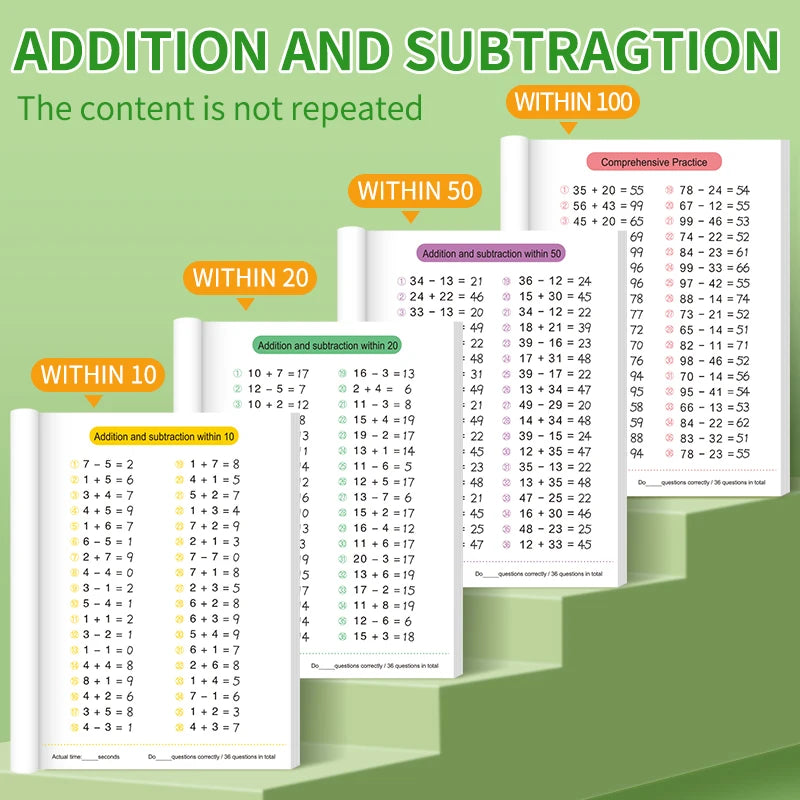 Children Math Exercise Workbook Addition Subtraction Book