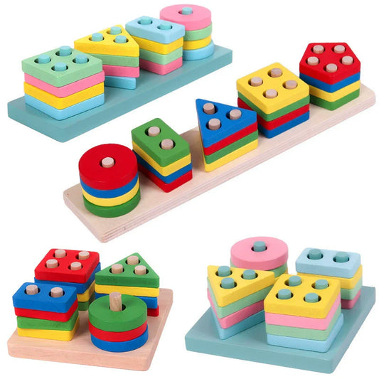 Shape Matching Toy - Montessori Wooden Toys for Children & Toddlers
