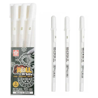 White Gel Pens For Art Opaque Highlight Markers Fine Medium Bold