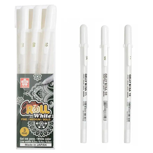 White Gel Pens For Art Opaque Highlight Markers Fine Medium Bold