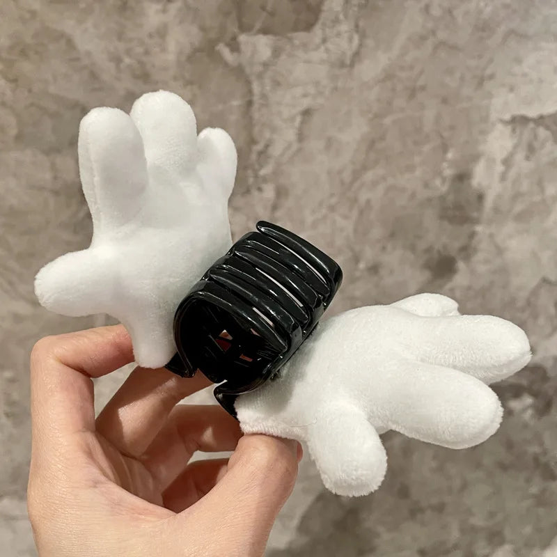 1pc white fluffy three-dimensional palm hair clip exaggerated cute fluffy hairpin hair accessory head accessory gift hair grab