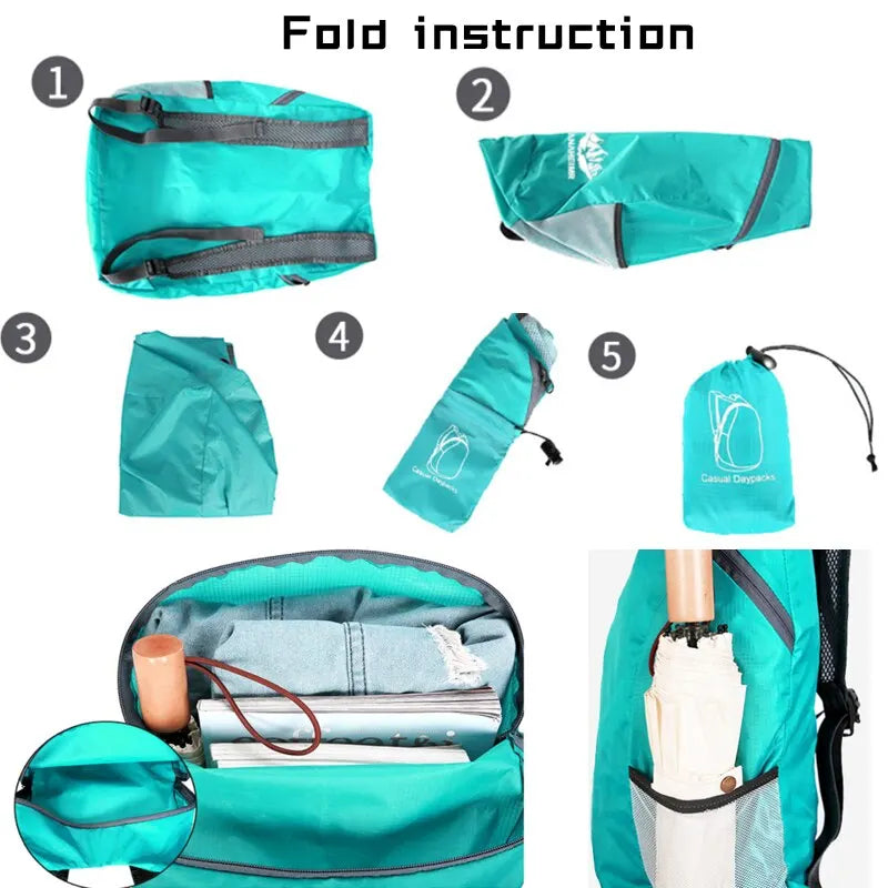 Ultralight Folding Waterproof Daypack Portable Packable Travel Backpack