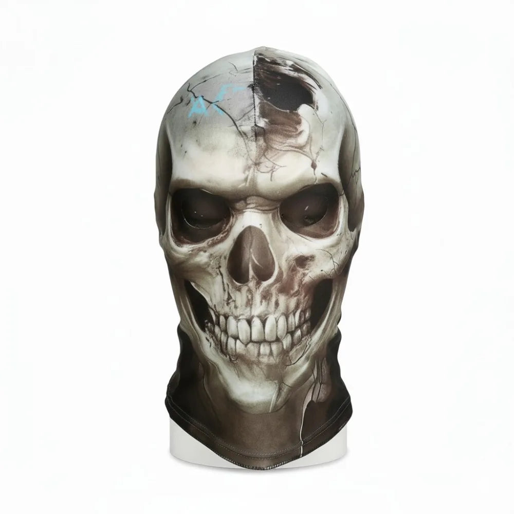 3D Realistic Skull Mask with Elastic Breathable Mesh Headband Comfortable Halloween Costume Accessory Horror Theme for Cosplayer