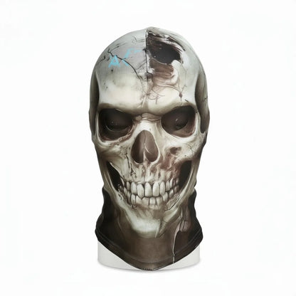3D Realistic Skull Mask with Elastic Breathable Mesh Headband Comfortable Halloween Costume Accessory Horror Theme for Cosplayer