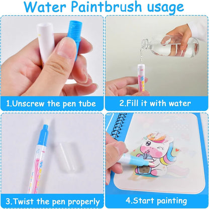 Magic Water Drawing Book Reusable Mess Free Coloring Set