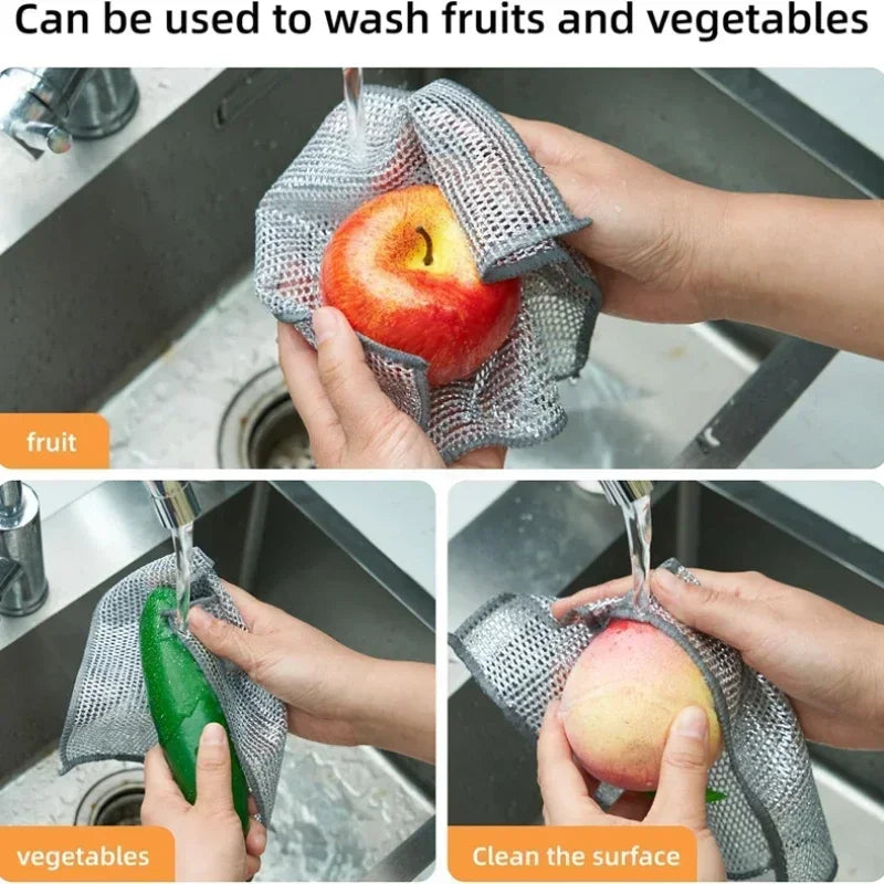 Wire Dishcloth Rags For Kitchen Scrubber Metal Steel