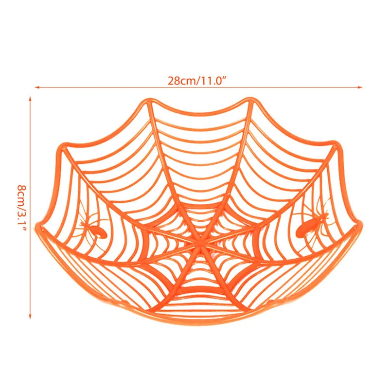 Black Spider Web Bowl Halloween Candy Biscuit Basket