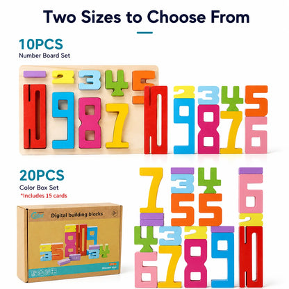Wooden Digital Number Blocks Stacking Brain Puzzle Toy