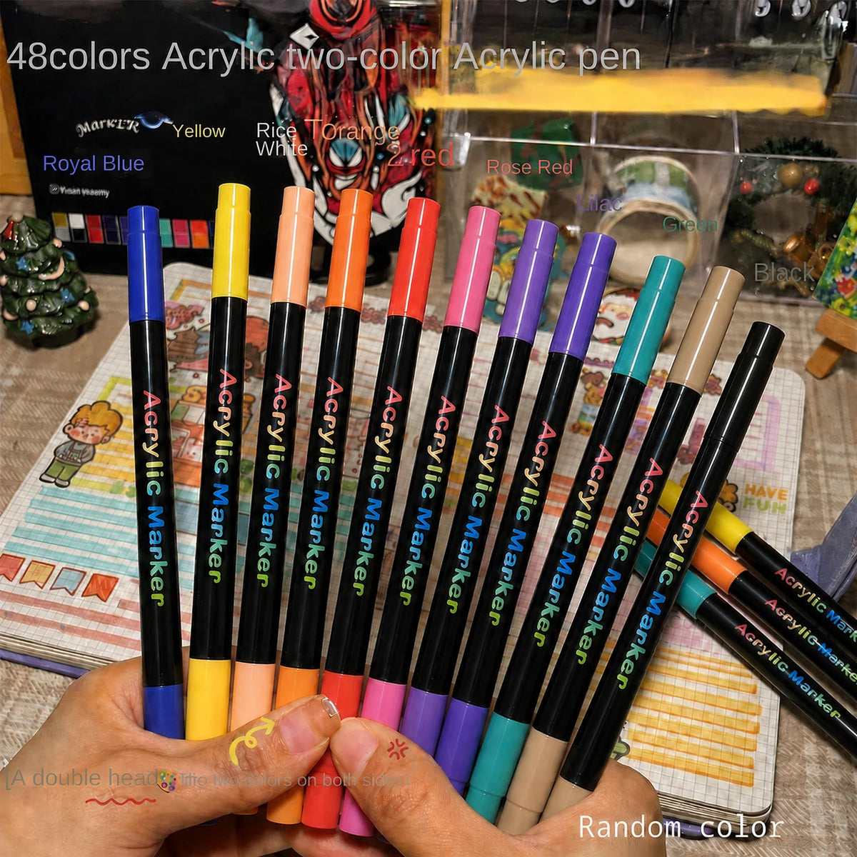 Dual Tip Acrylic Paint Markers Fine and Brush Tip Art Pens 24 Pack
